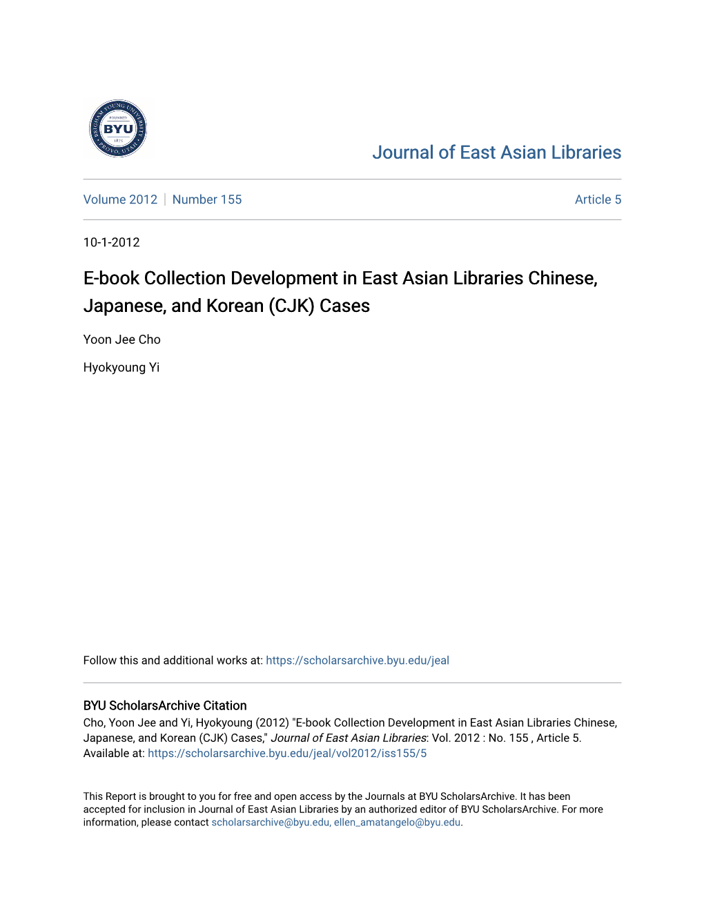 E-Book Collection Development in East Asian Libraries Chinese, Japanese, and Korean (CJK) Cases