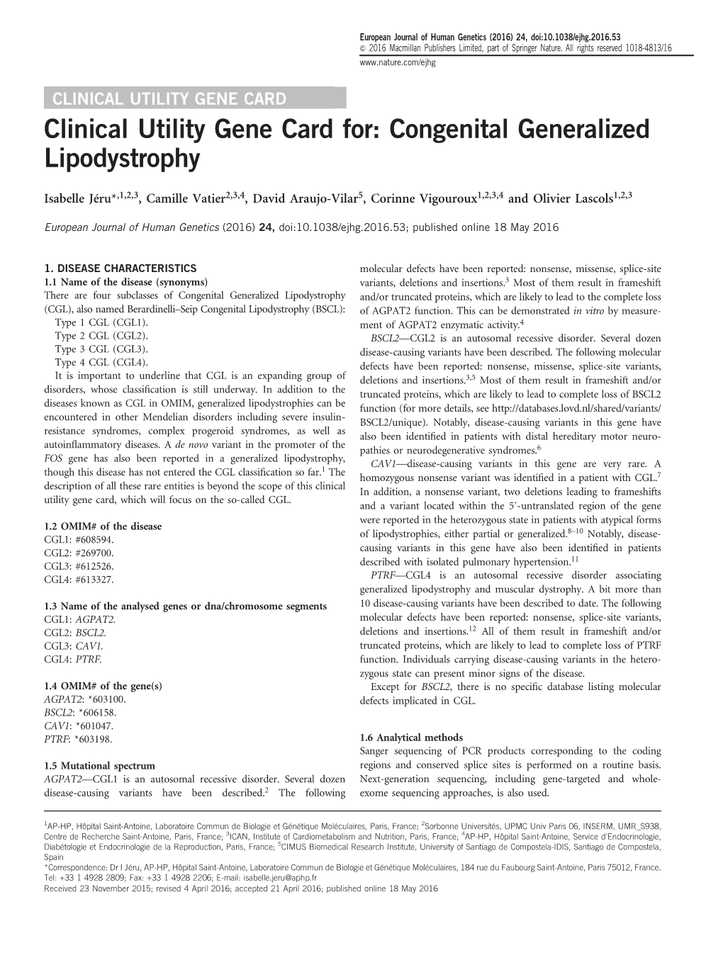 Congenital Generalized Lipodystrophy