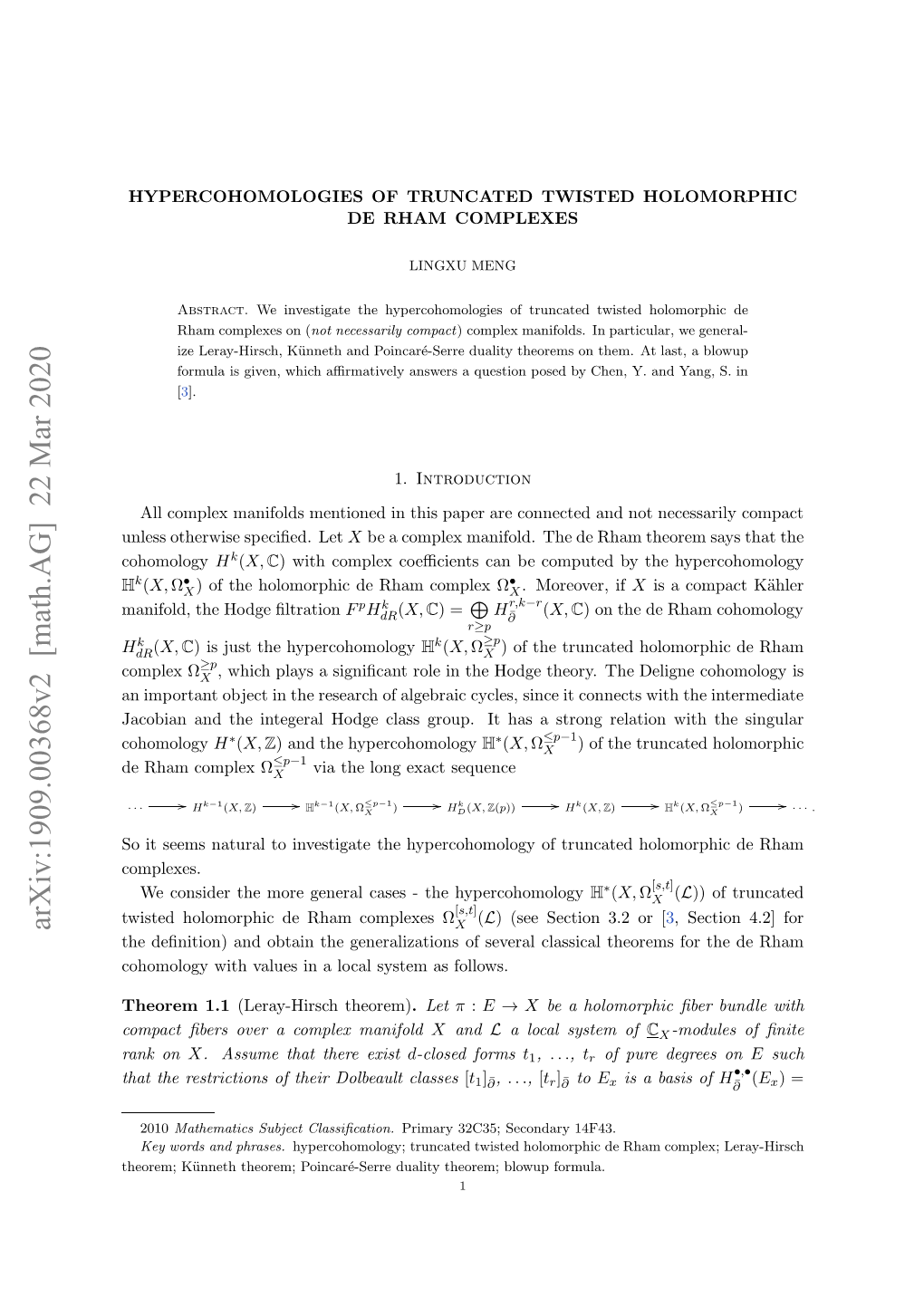 Hypercohomologies of Truncated Twisted Holomorphic De Rham Complexes 3