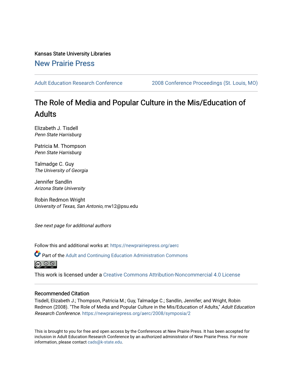 The Role of Media and Popular Culture in the Mis/Education of Adults