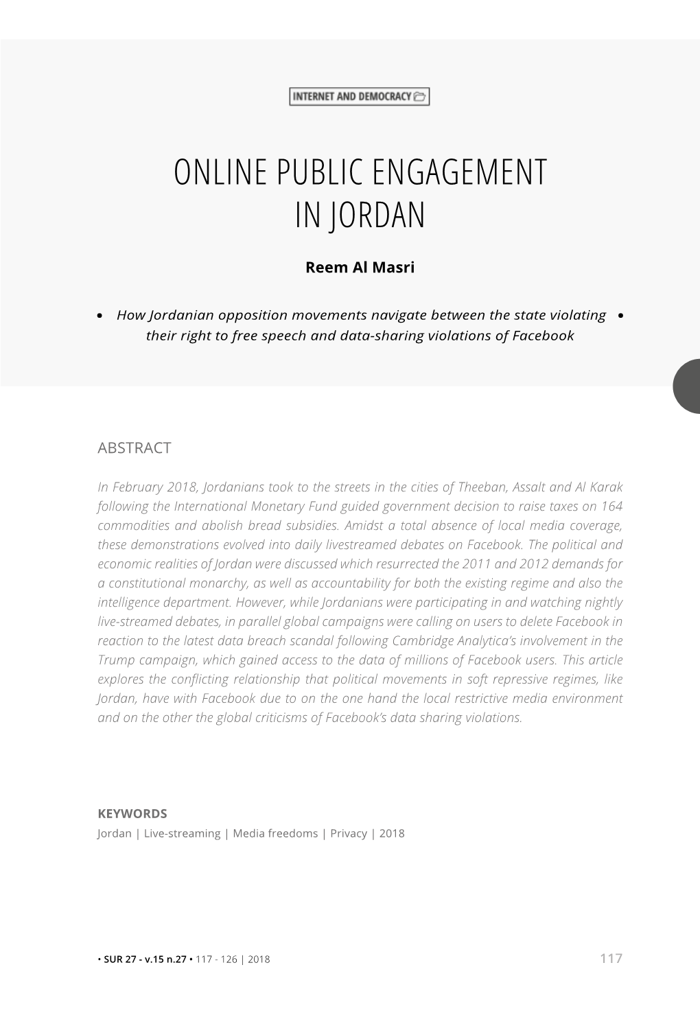 Online Public Engagement in Jordan