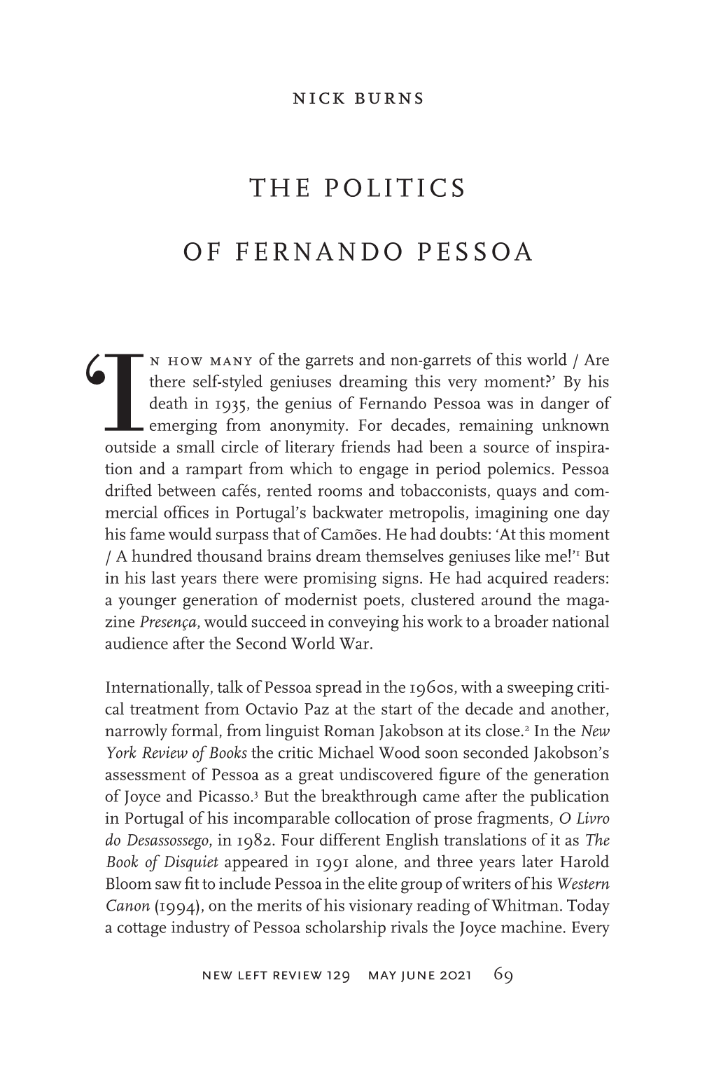 The Politics of Fernando Pessoa