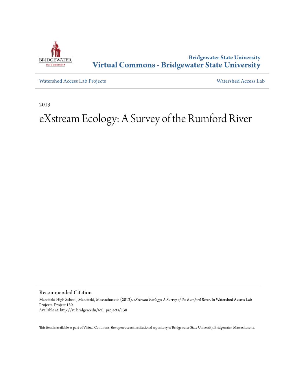 A Survey of the Rumford River