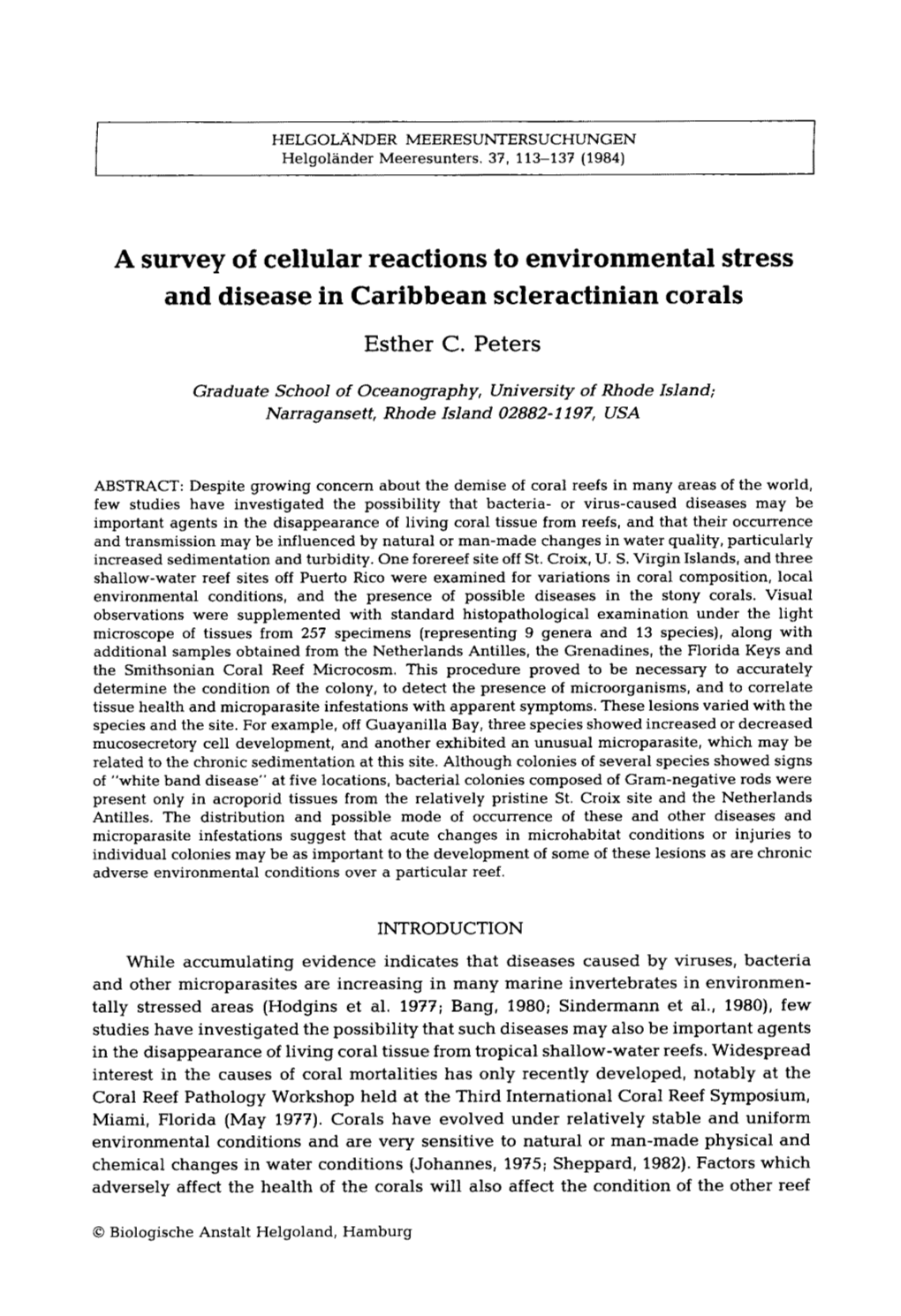 A Survey of Cellular Reactions to Environmental Stress and Disease in Caribbean Scleractinian Corals