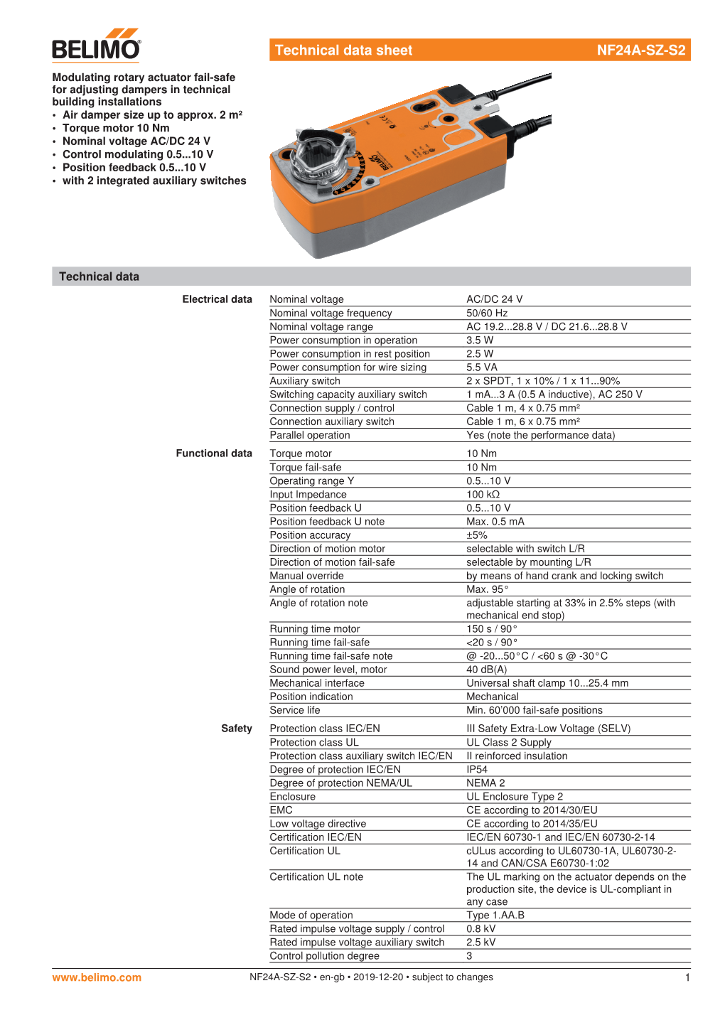 Technical Data Sheet NF24A-SZ-S2