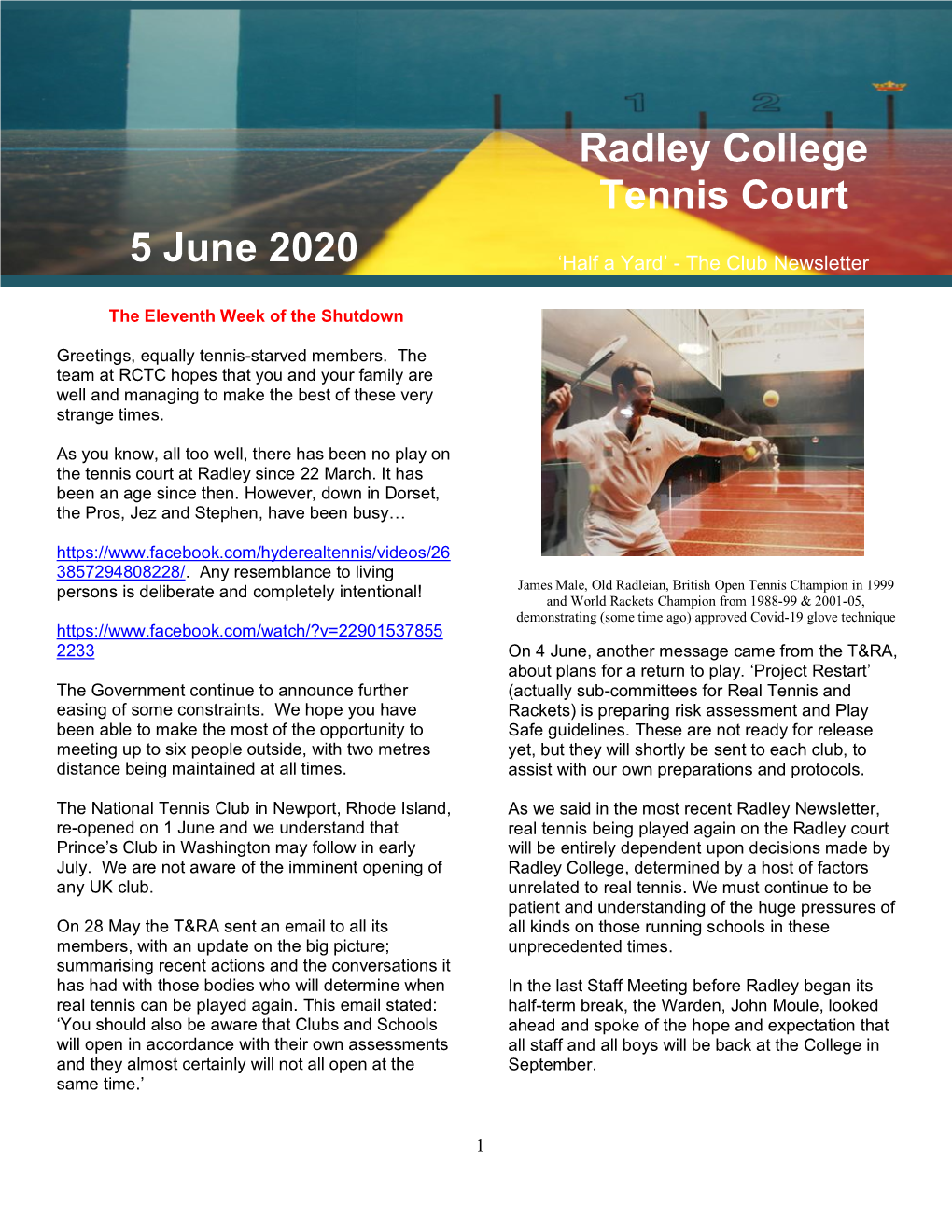 Radley College Tennis Court 5 June 2020