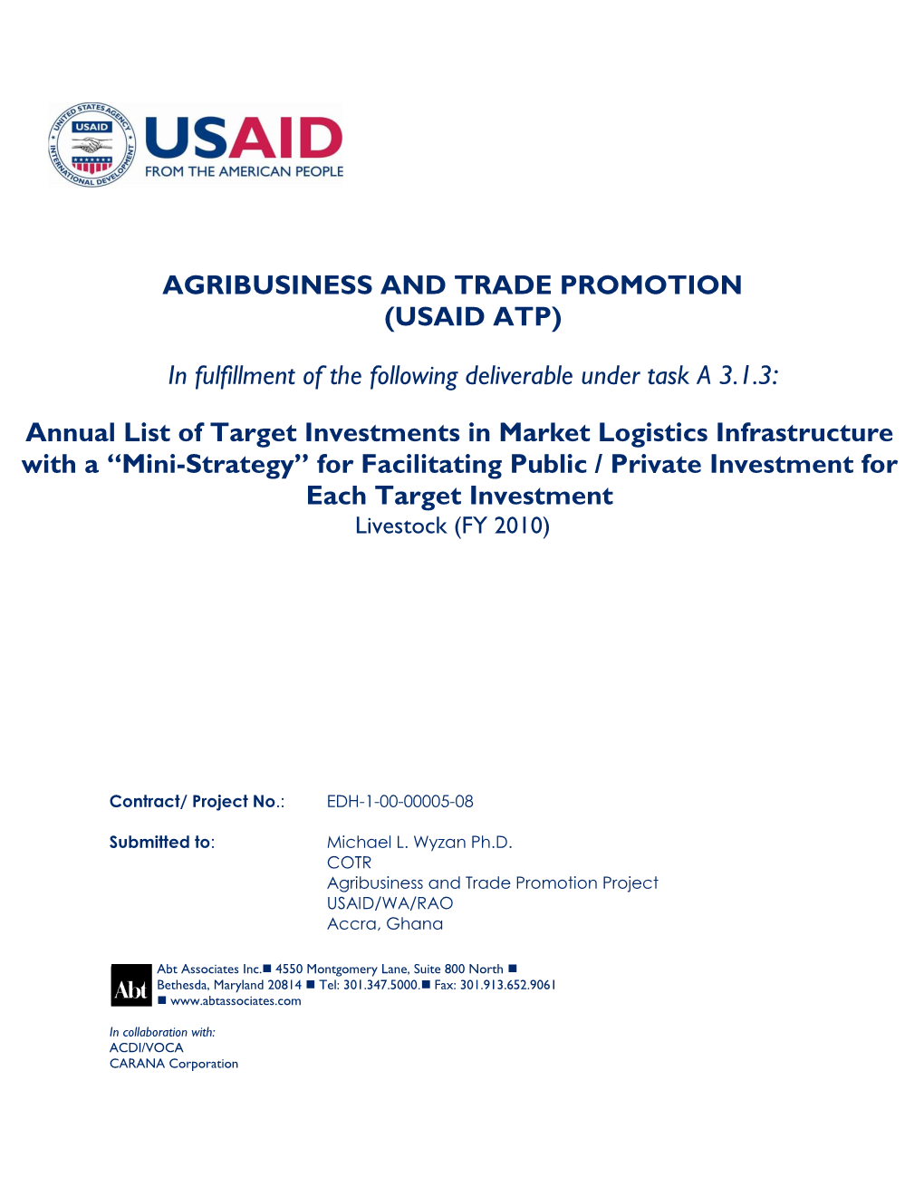 Agribusiness and Trade Promotion (Usaid Atp)