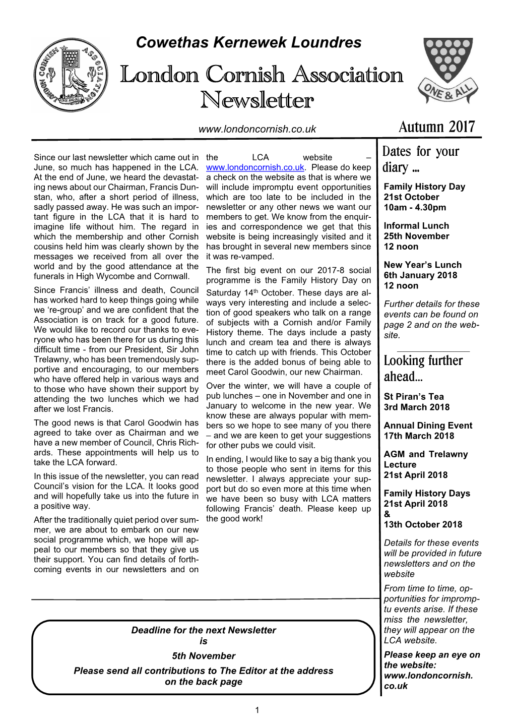 London Cornish Newsletter