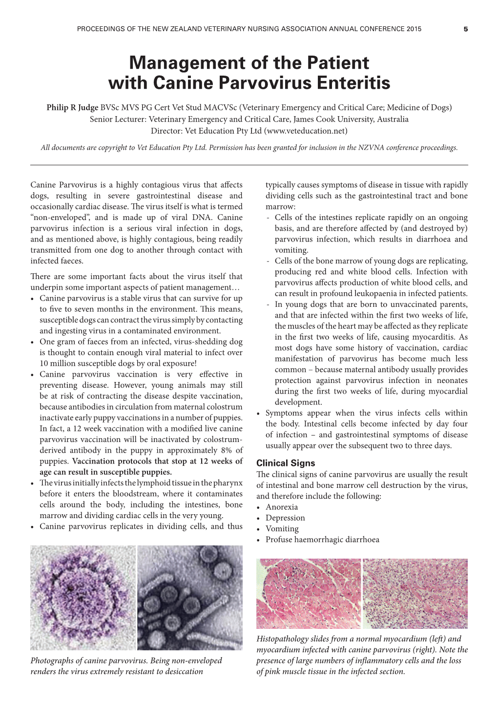 Management of the Patient with Canine Parvovirus Enteritis