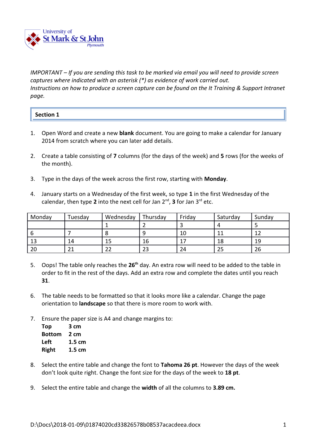 Instructions on How to Produce a Screen Capture Can Be Found on the It Training & Support