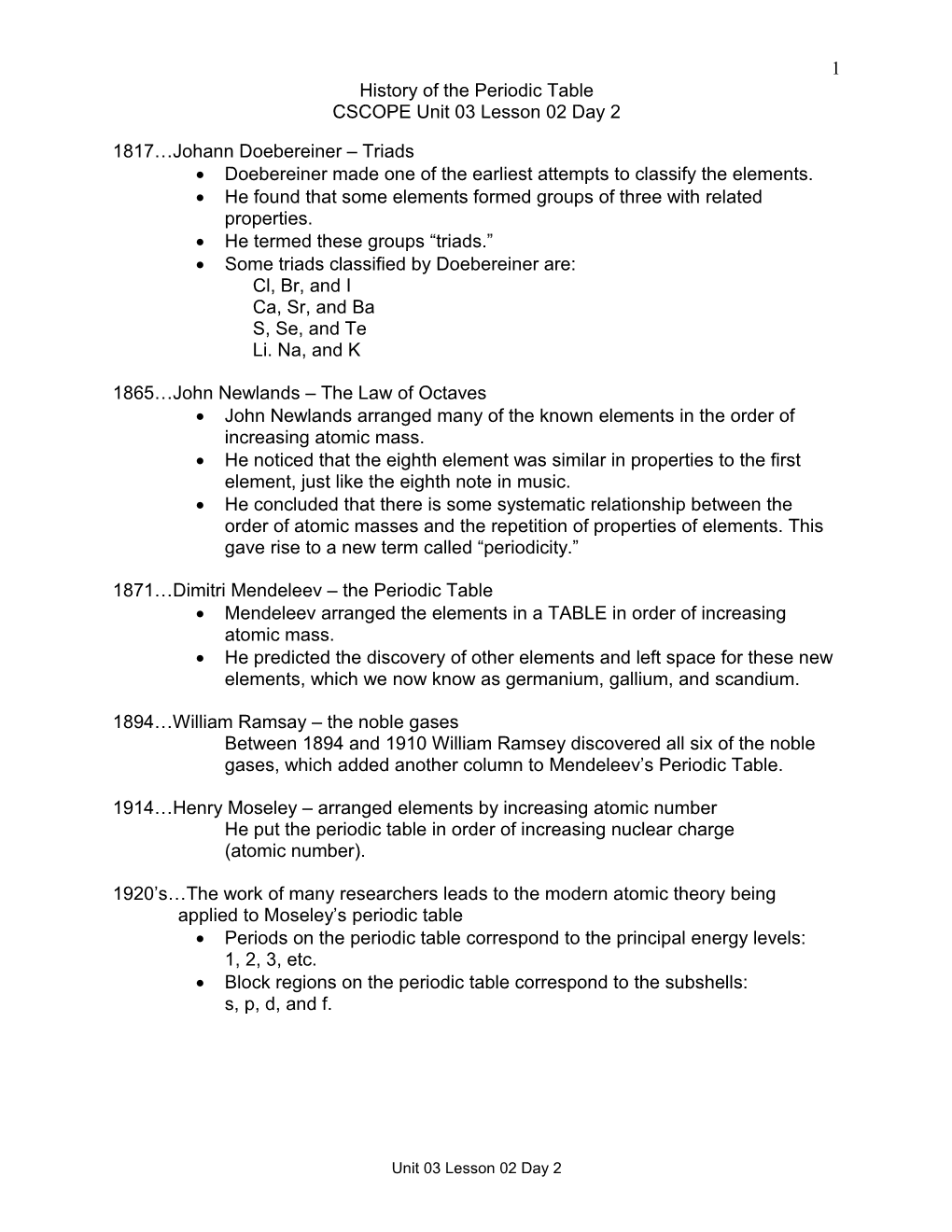 Unit 03 LS 02 Day 2 History Per Table