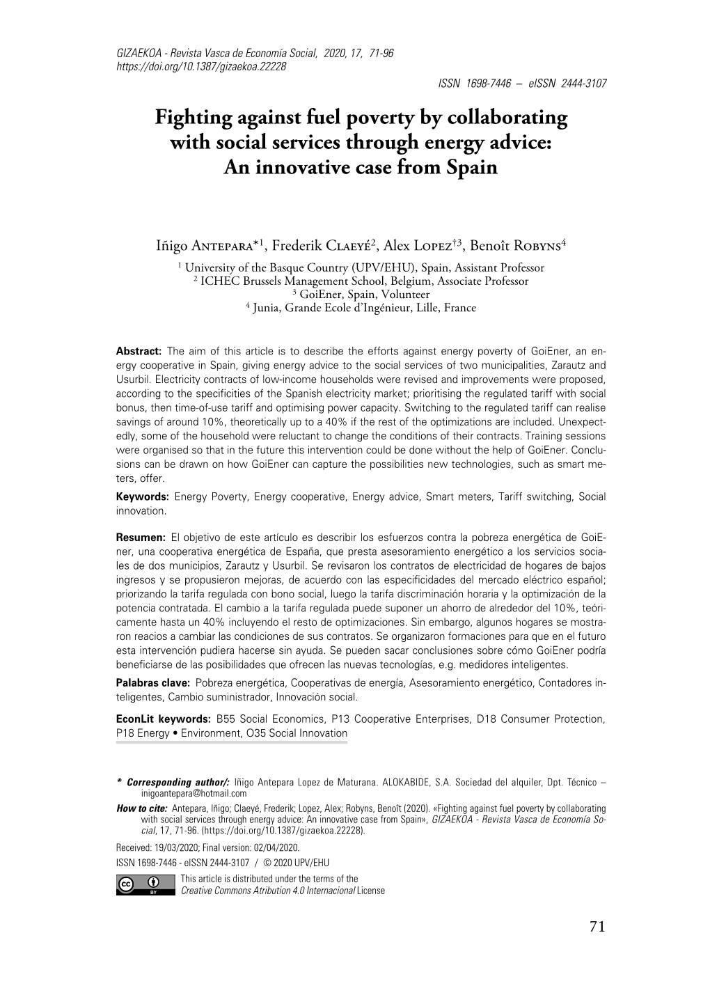 Fighting Against Fuel Poverty by Collaborating with Social Services Through Energy Advice: an Innovative Case from Spain