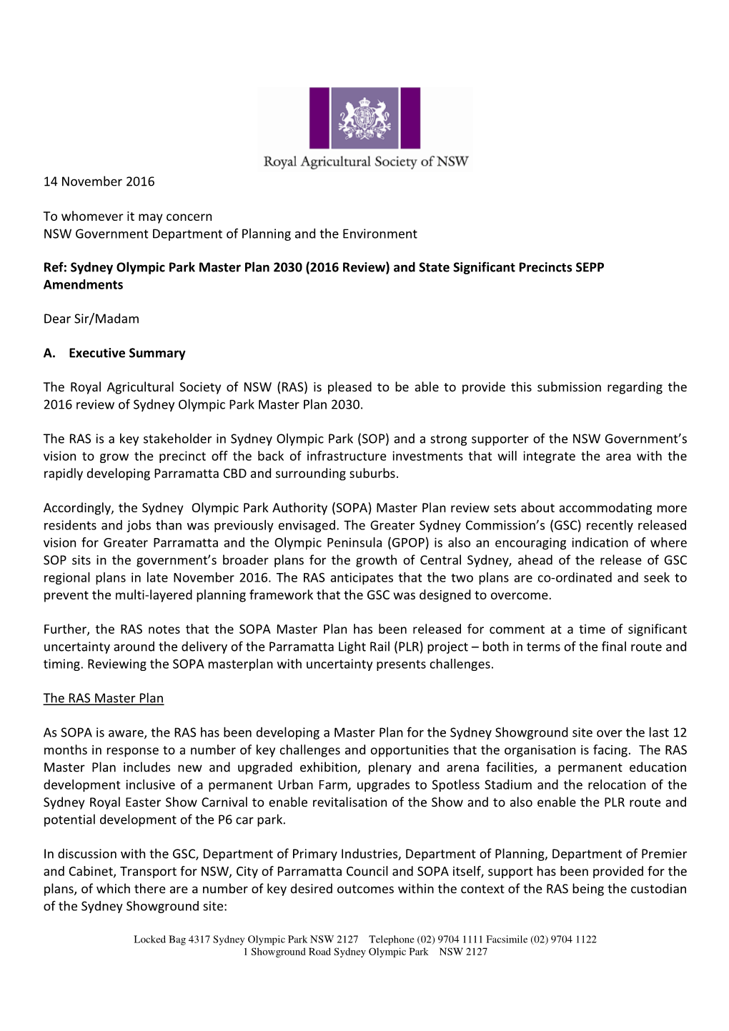 Sydney Olympic Park Master Plan 2030 (2016 Review) and State Significant Precincts SEPP Amendments