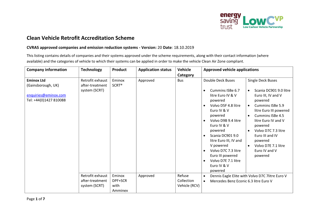 Clean Vehicle Retrofit Accreditation Scheme