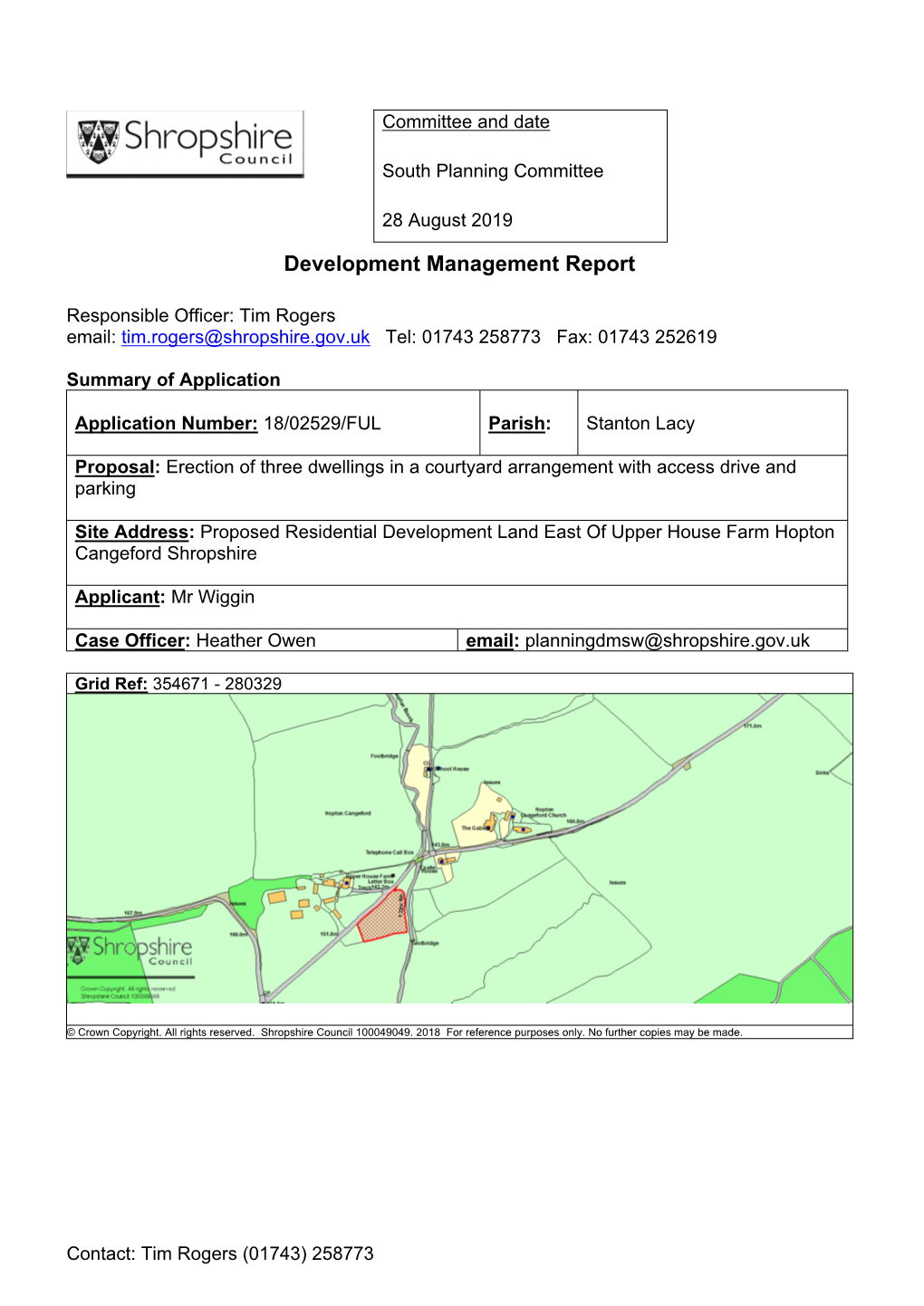 Proposed Residential Development Land East of Upper House Farm Hopton Cangeford Shropshire