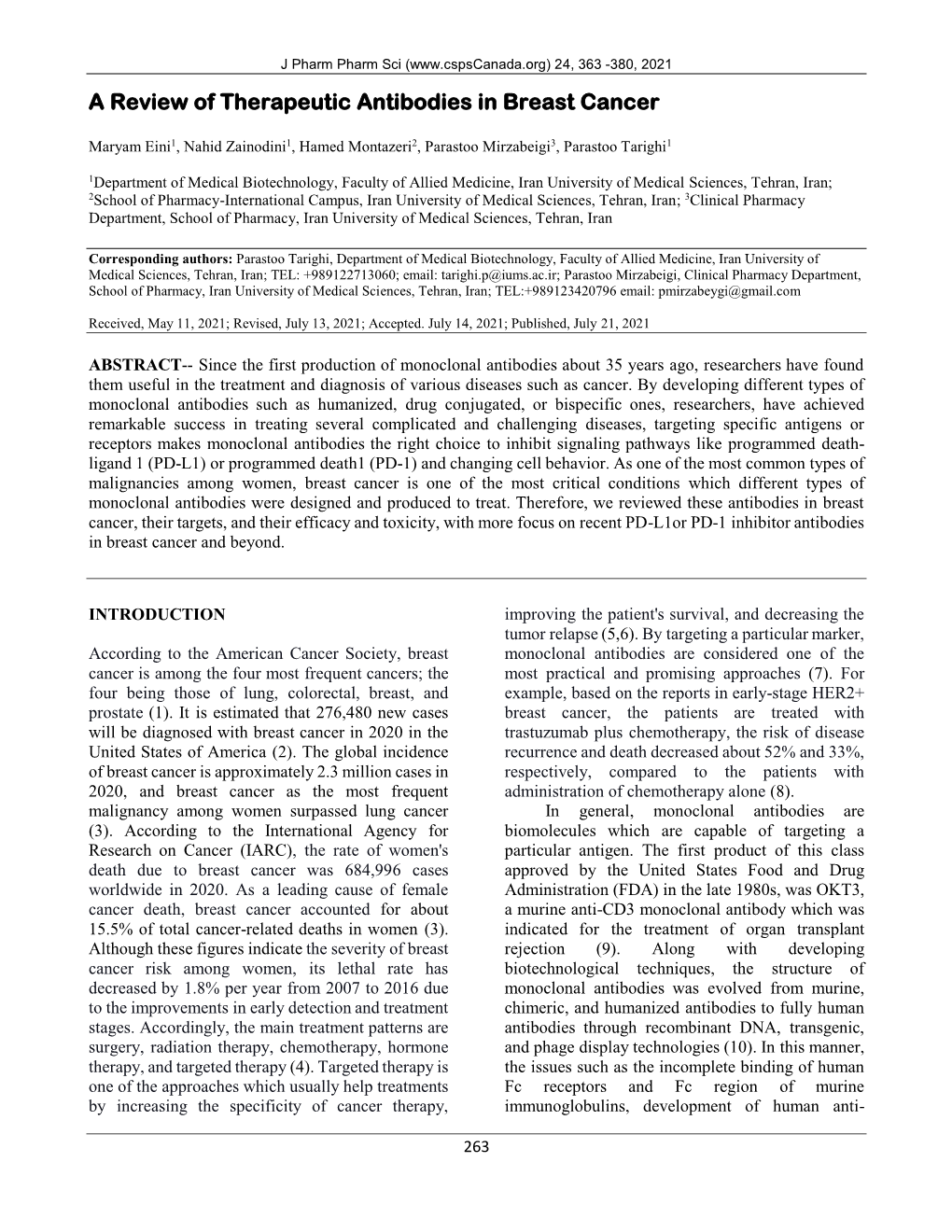 A Review of Therapeutic Antibodies in Breast Cancer