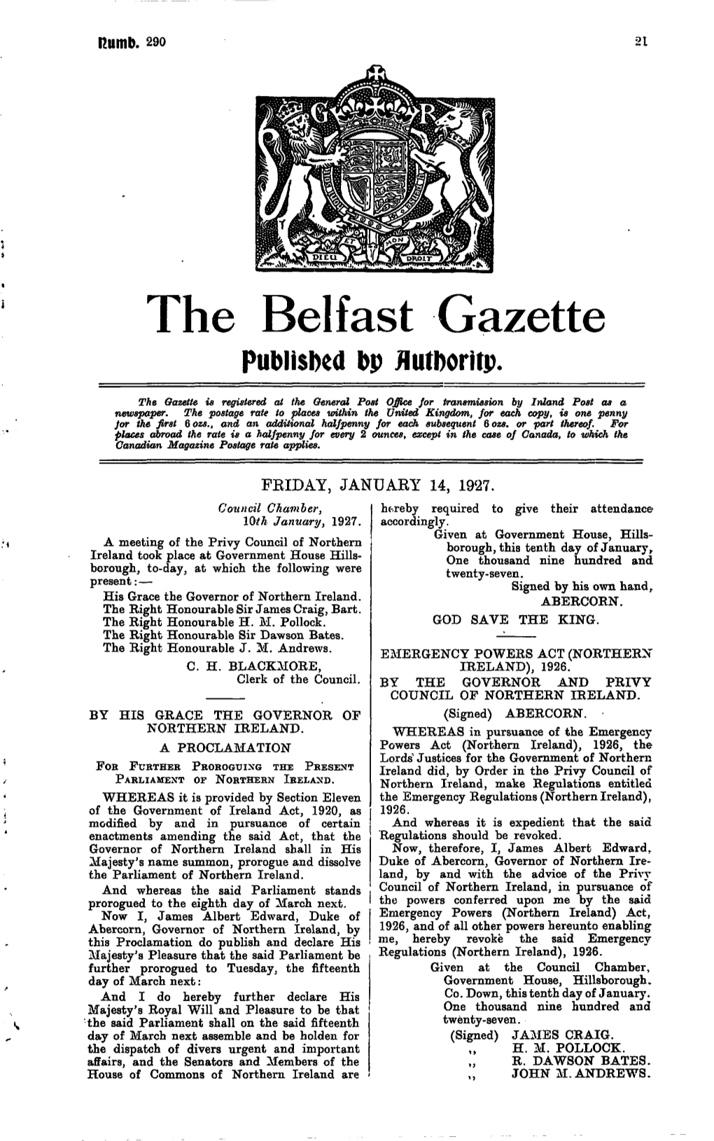 The Belfast Gazette Published Dp Flutboritp