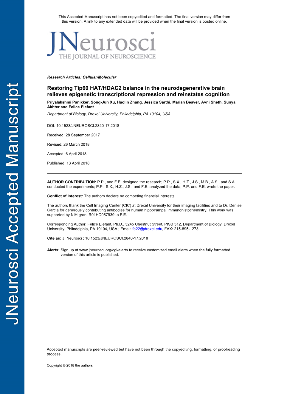 Restoring Tip60 HAT/HDAC2 Balance in the Neurodegenerative Brain Relieves Epigenetic Transcriptional Repression and Reinstates C