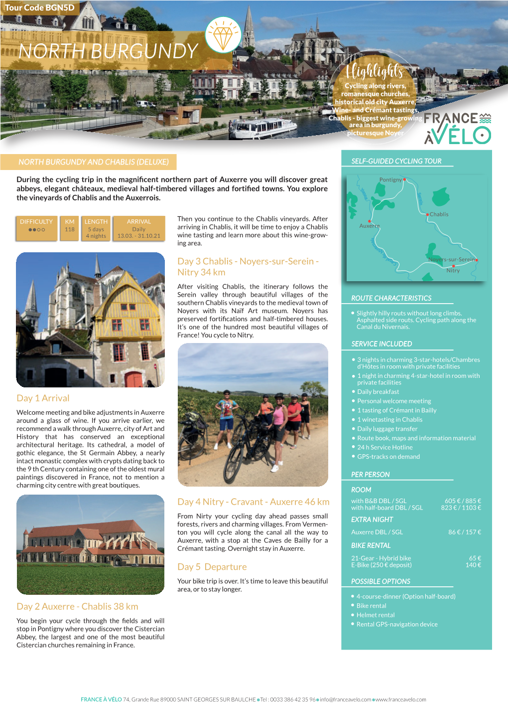 Offer North Burgundy Self-Guided BGN5D 5 Days North Burgundy and Chablis Deluxe 2021