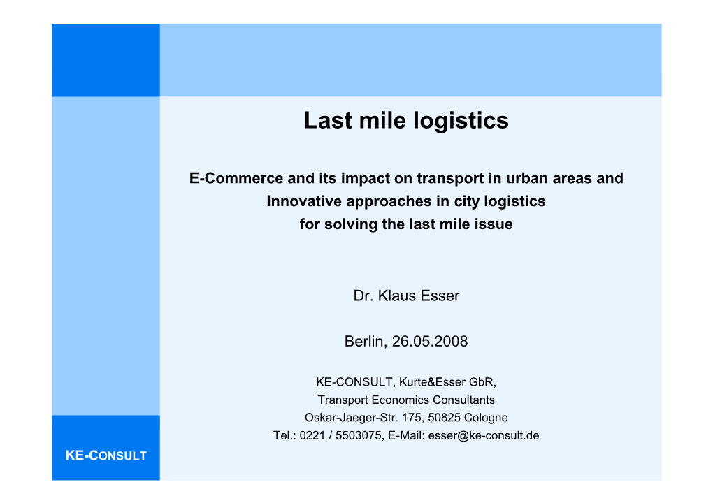 Last Mile Logistics