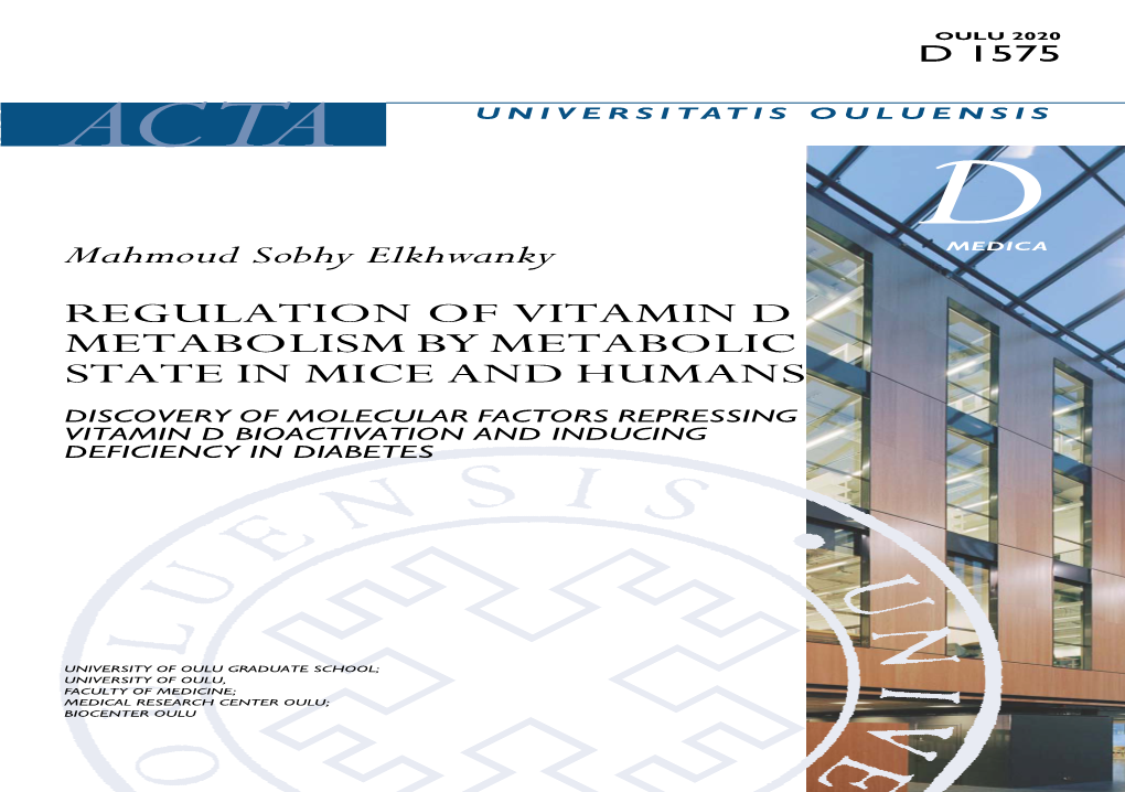Regulation of Vitamin D Metabolism by Metabolic State in Mice and Humans
