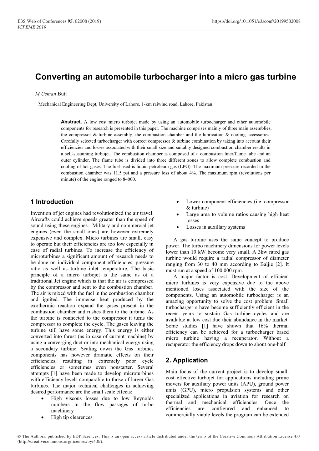 Converting an Automobile Turbocharger Into a Micro Gas Turbine