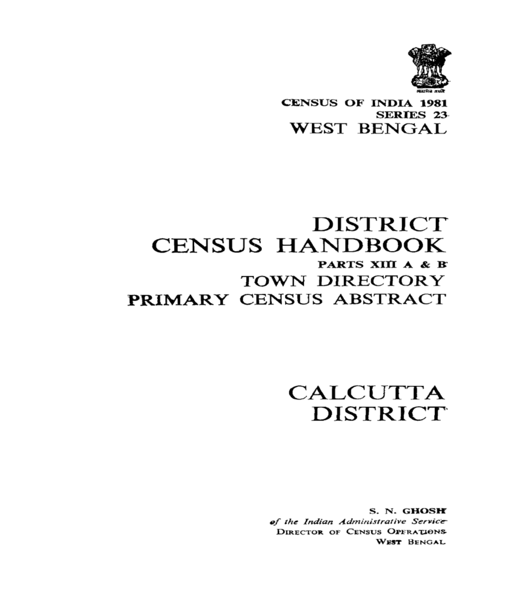 Town Directory Primary Census Abstract, Calcutta, Part XIII a & B