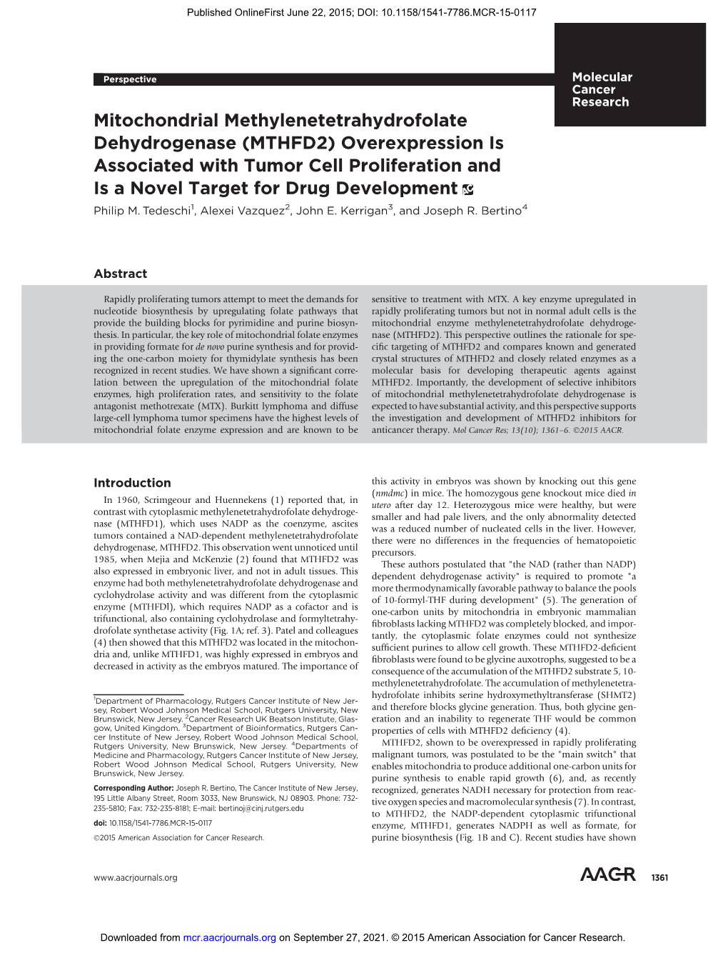 Mitochondrial Methylenetetrahydrofolate
