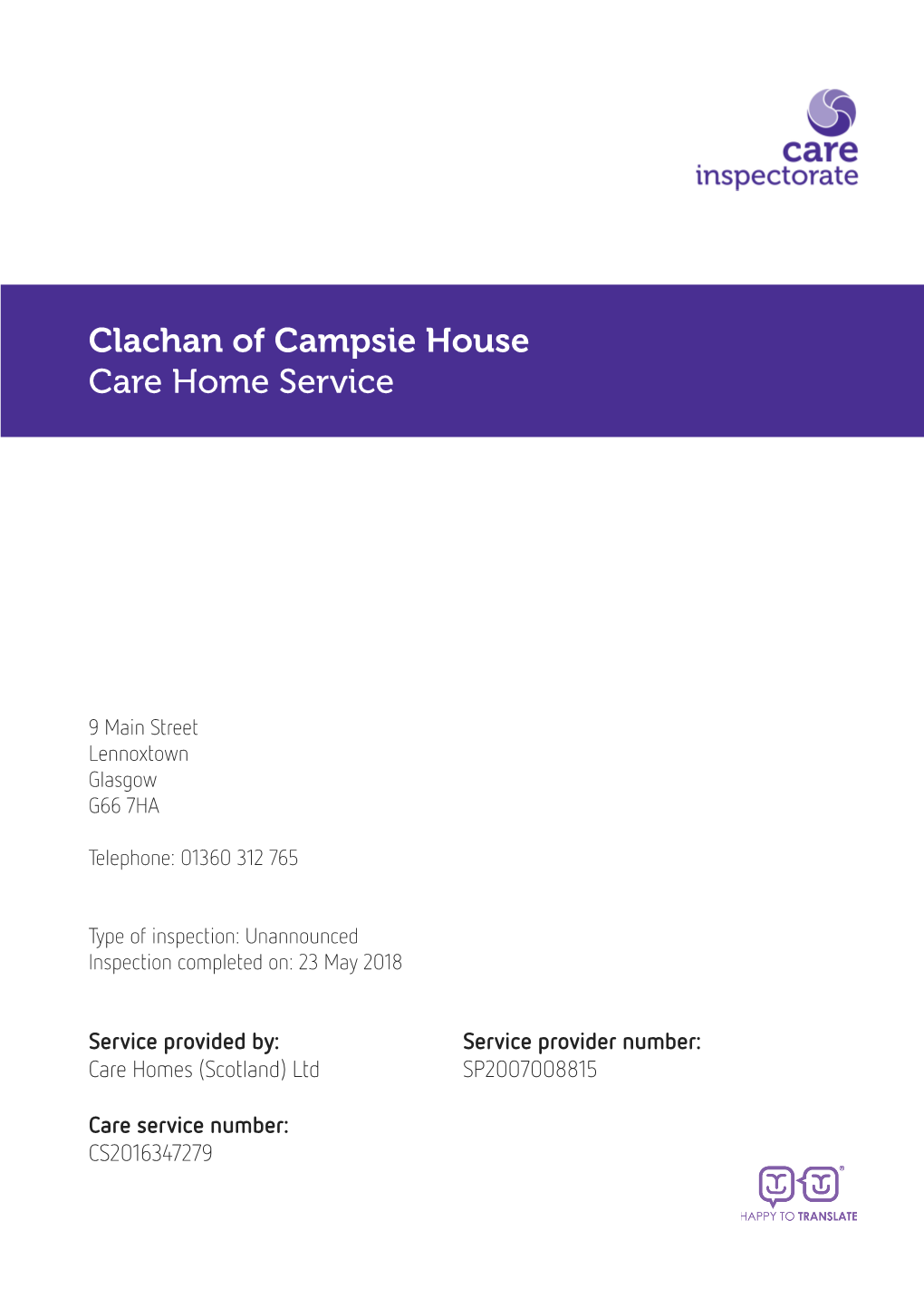 Clachan of Campsie House Care Home Service