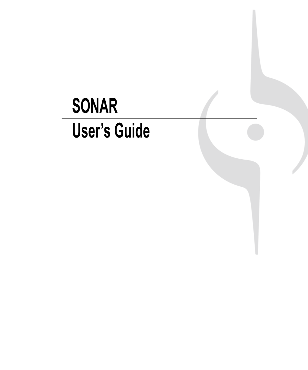 SONAR 8.5 User's Guide