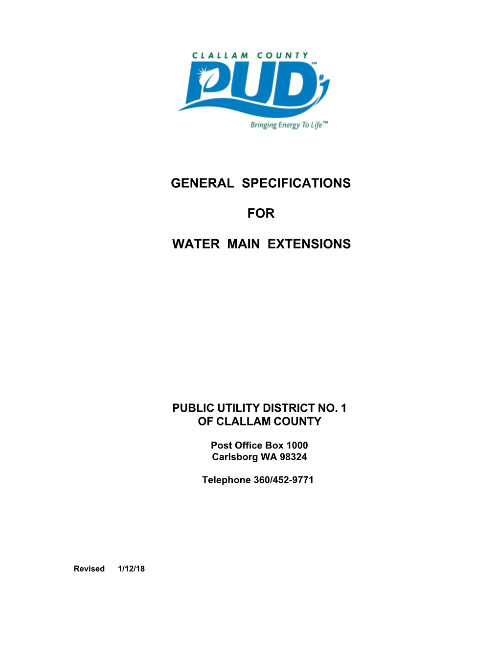 General Specifications for Water Main Extensions