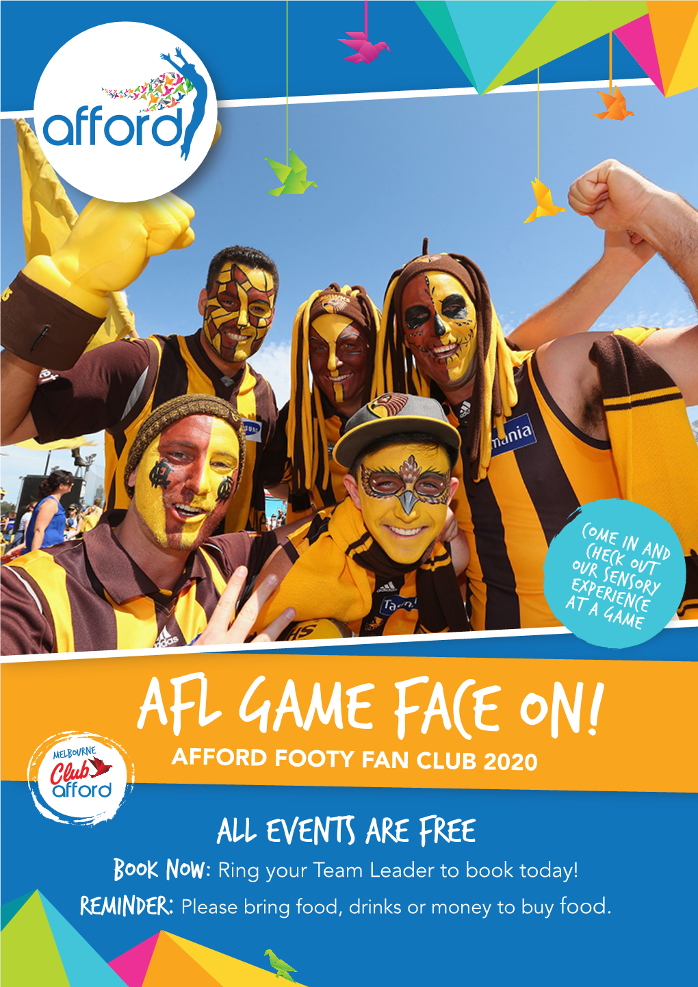 AFL Game Face On! Melbourne AFFORD FOOTY FAN CLUB 2020