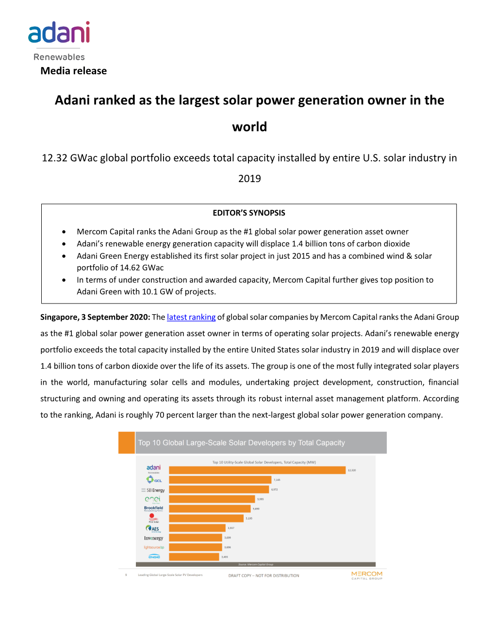 Adani Ranked As the Largest Solar Power Generation Owner in the World