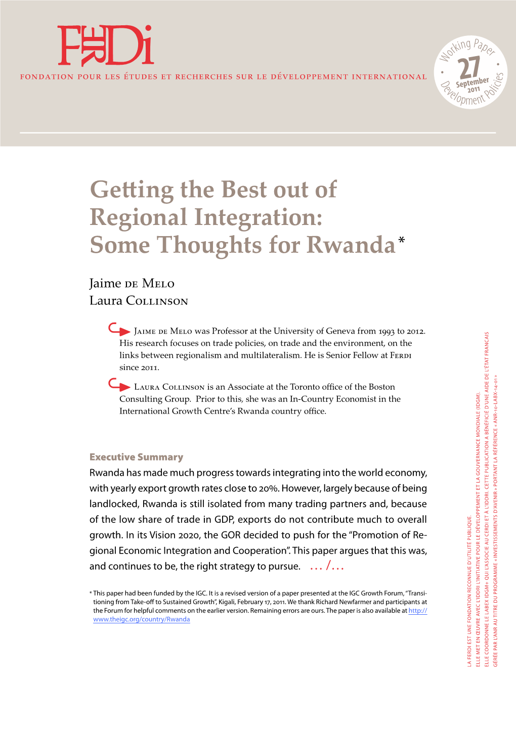 FERDI-P27-Getting the Best out of Regional Integration