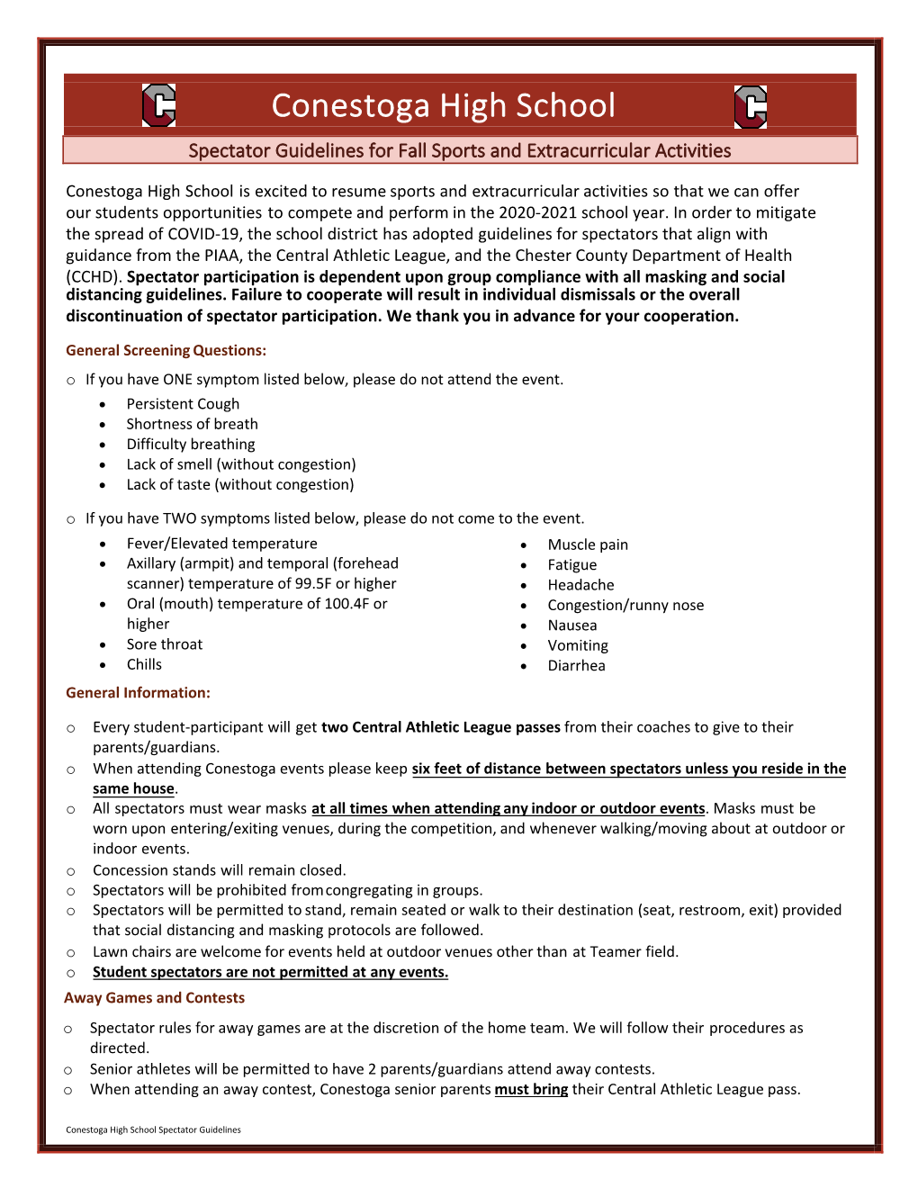 RHS Spectator Procedures 2020-2021