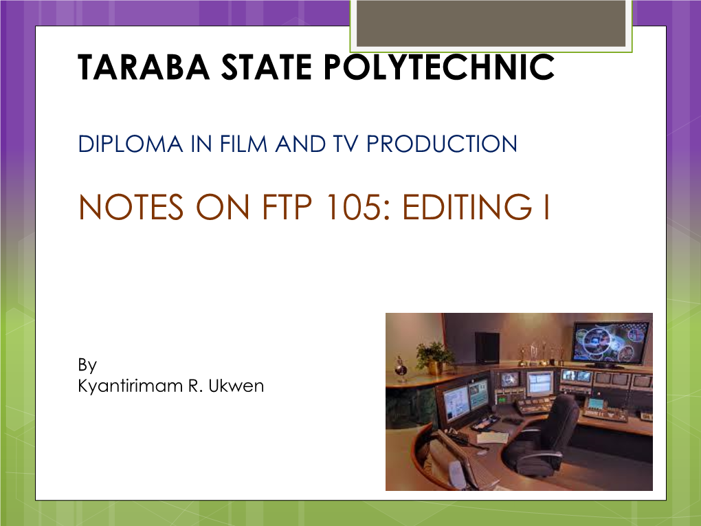 Diploma in Film and Tv Production