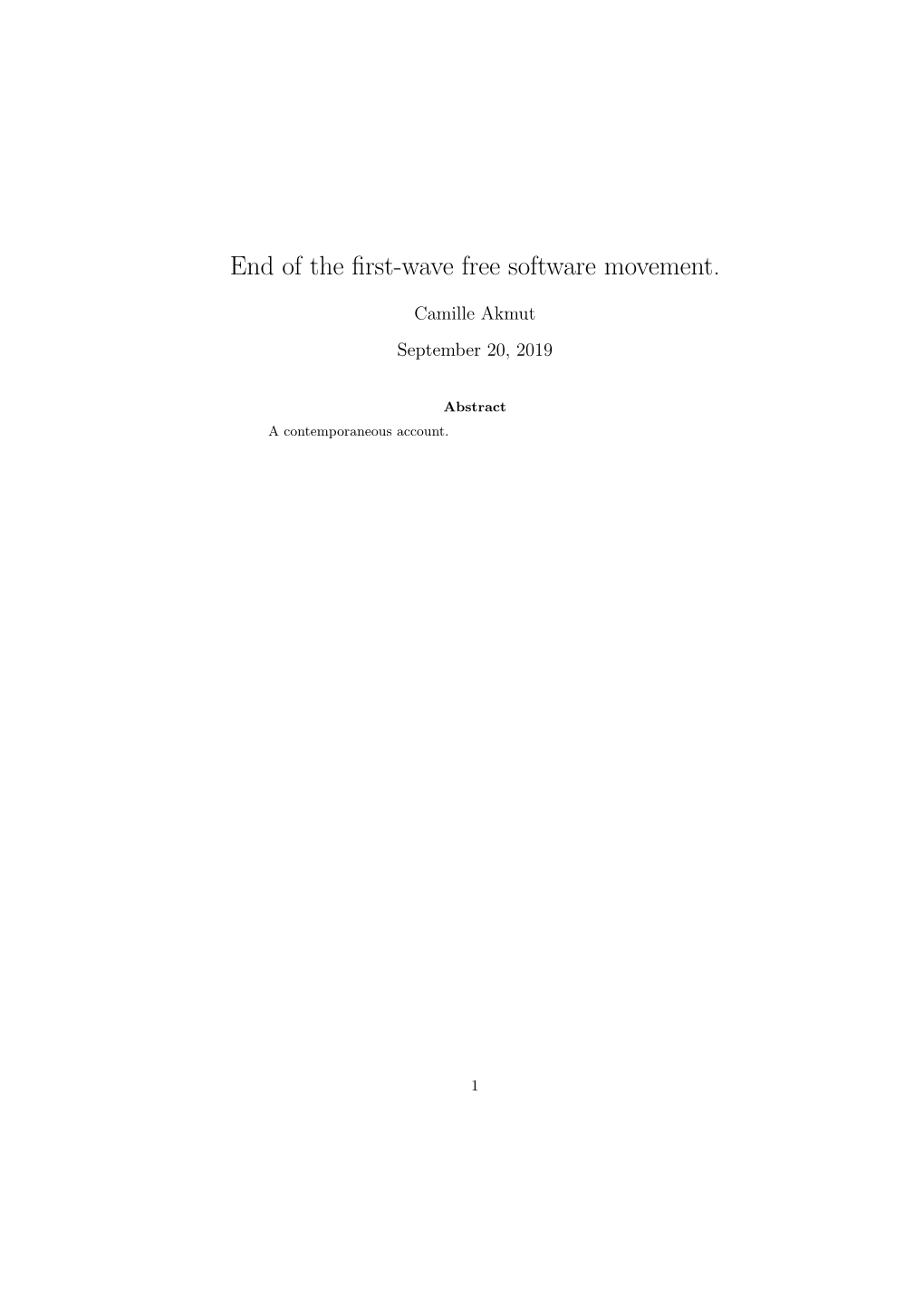 End of the First-Wave Free Software Movement