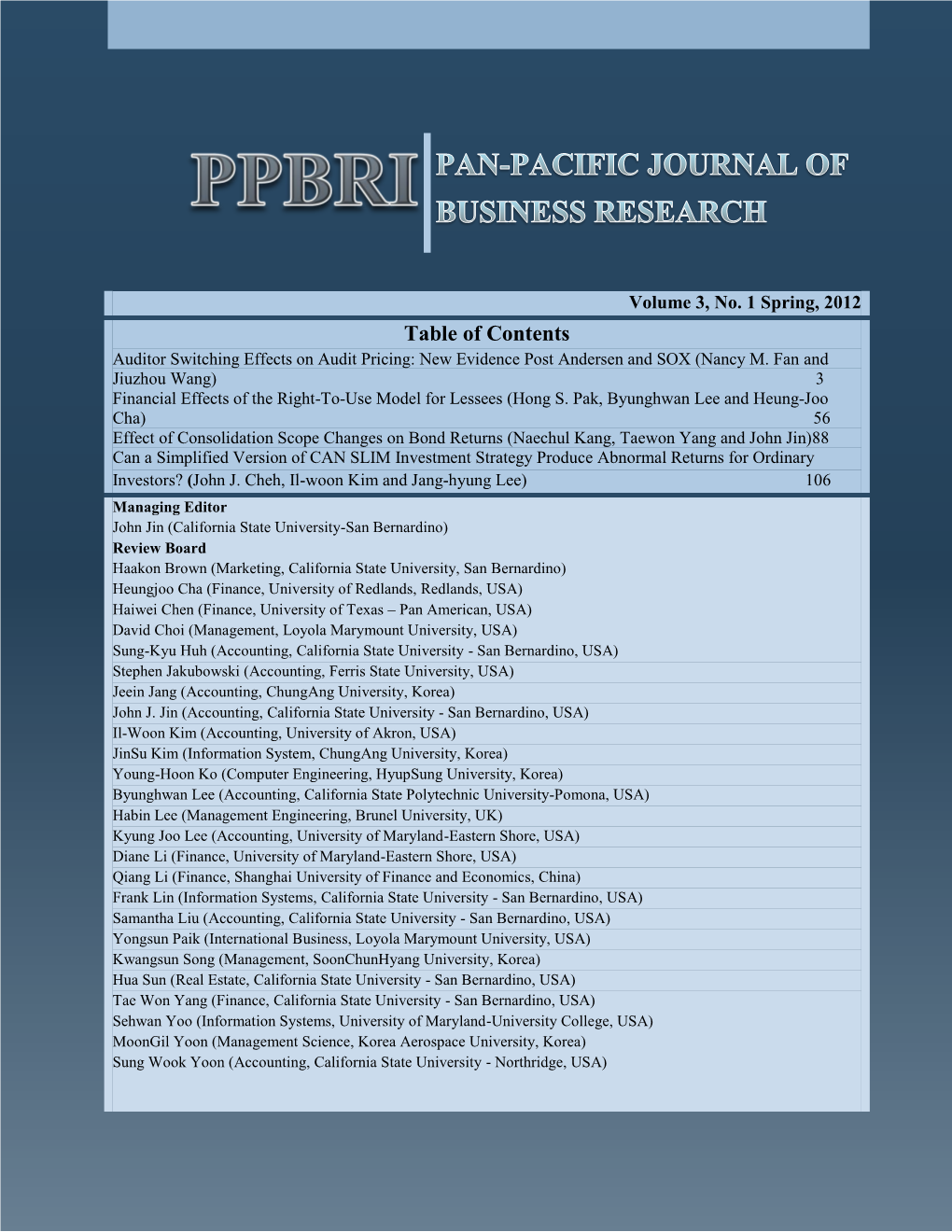 Table of Contents Auditor Switching Effects on Audit Pricing: New Evidence Post Andersen and SOX (Nancy M