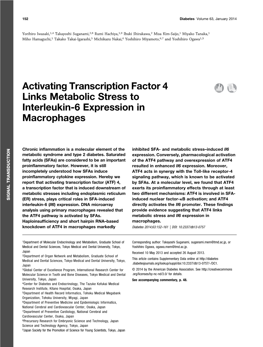 Activating Transcription Factor 4 Links Metabolic Stress to Interleukin-6 Expression in Macrophages