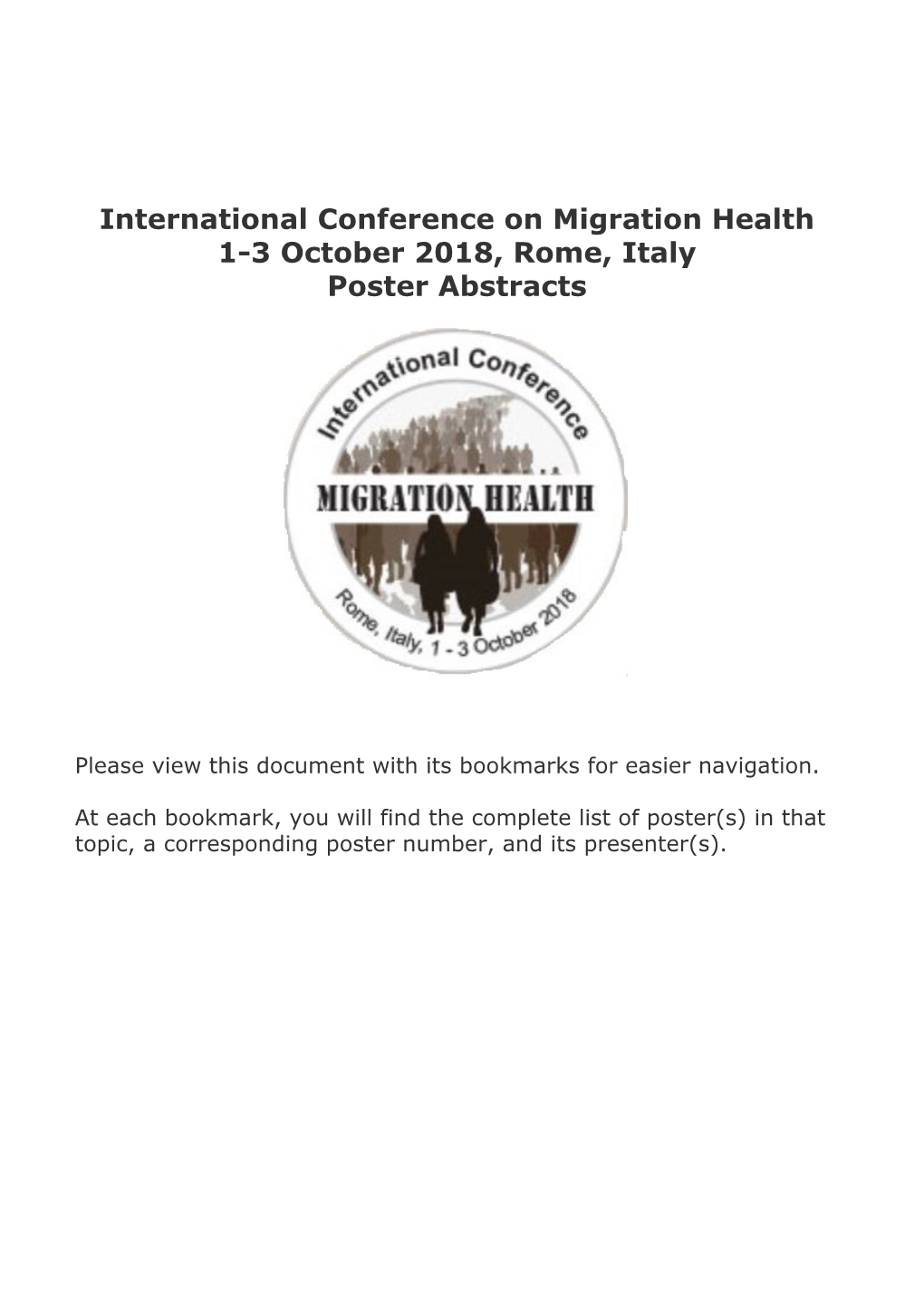 International Conference on Migration Health 1-3 October 2018, Rome, Italy Poster Abstracts