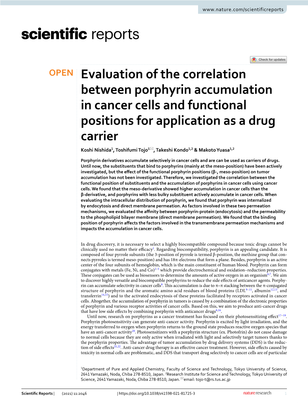 Evaluation of the Correlation Between Porphyrin Accumulation in Cancer Cells and Functional Positions for Application As a Drug