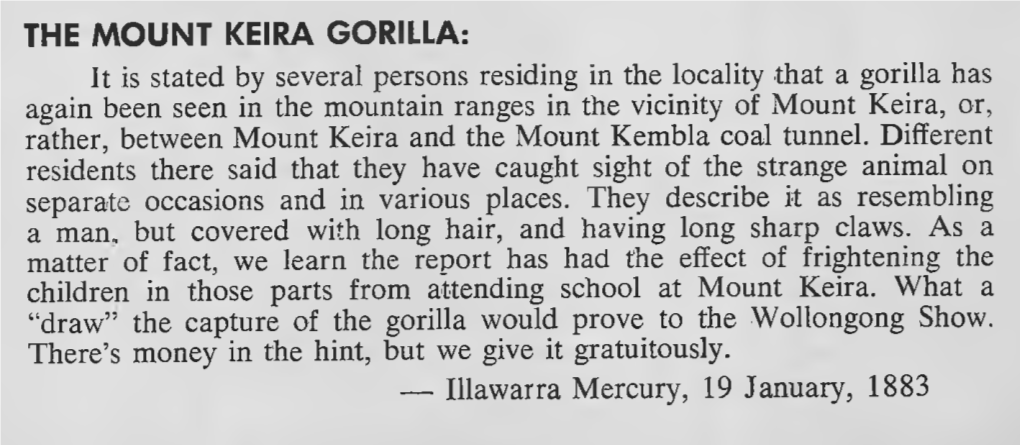 The Mount Keira Gorilla