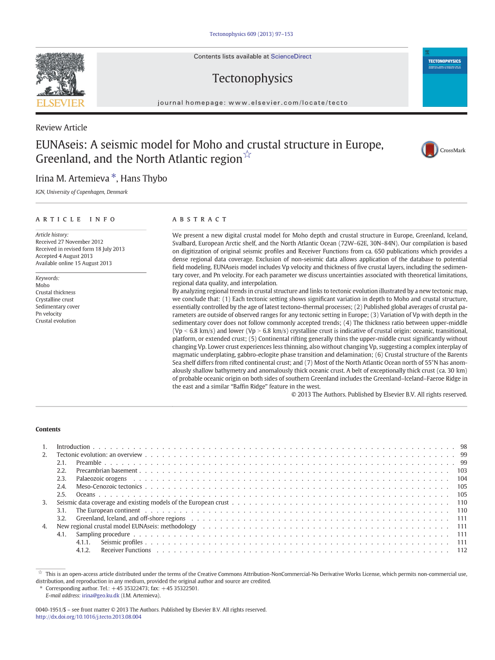 A Seismic Model for Moho and Crustal Structure in Europe, Greenland, and the North Atlantic Region☆