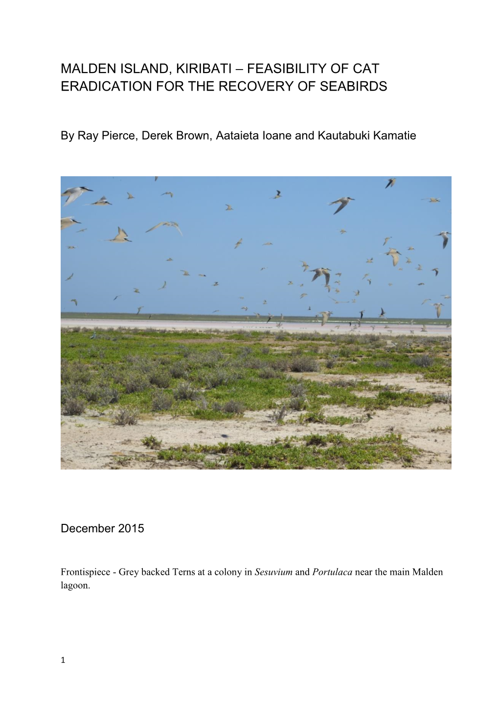 Malden Island, Kiribati – Feasibility of Cat Eradication for the Recovery of Seabirds