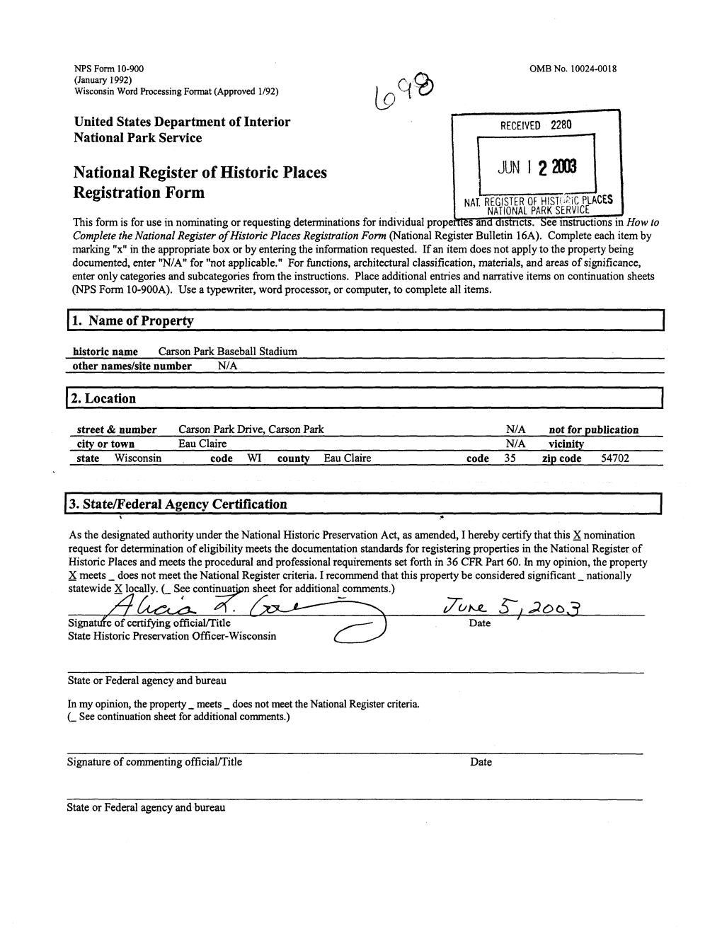 National Register of Historic Places Registration Form NAT REGISTER