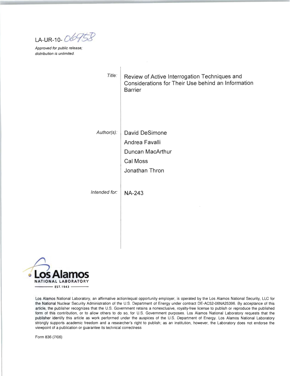 LA-UR-10-06958 Rev Active Interrog Techniques Consid Use Info Barrier.Pdf