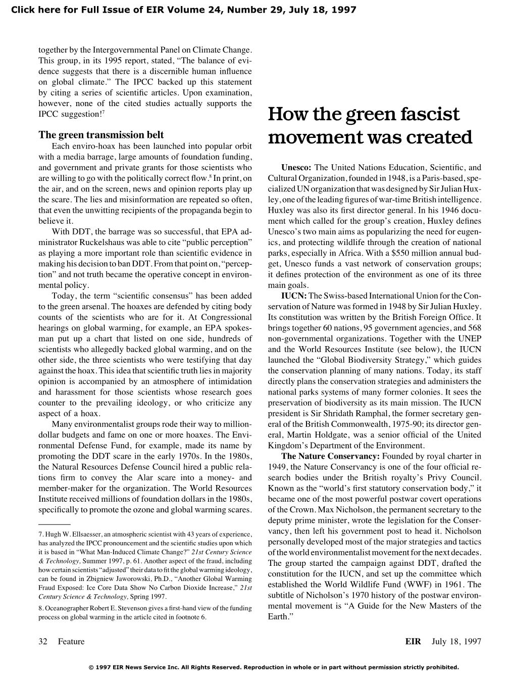 How the Green Fascist Movement Was Created