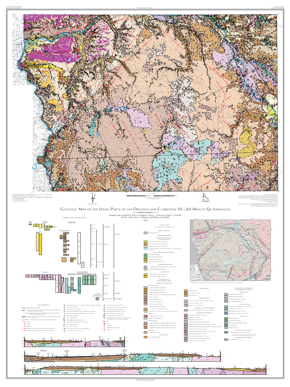 Geologic Map of the Idaho Parts of the Orofino and Clarkston 30 X 60