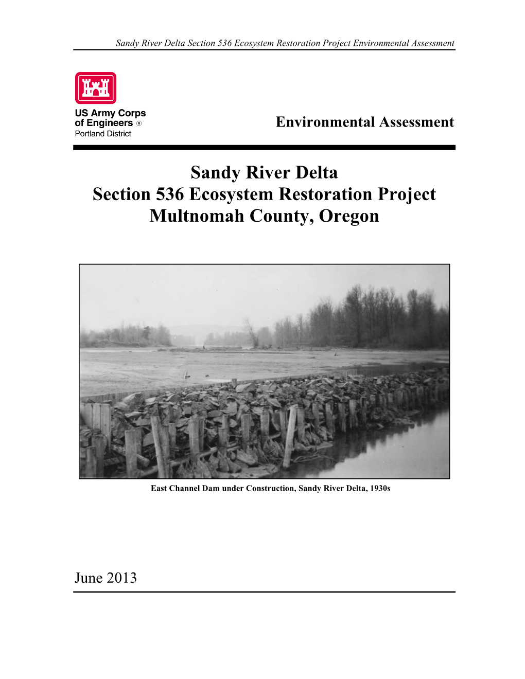 Sandy River Delta Section 536 Ecosystem Restoration Project Environmental Assessment