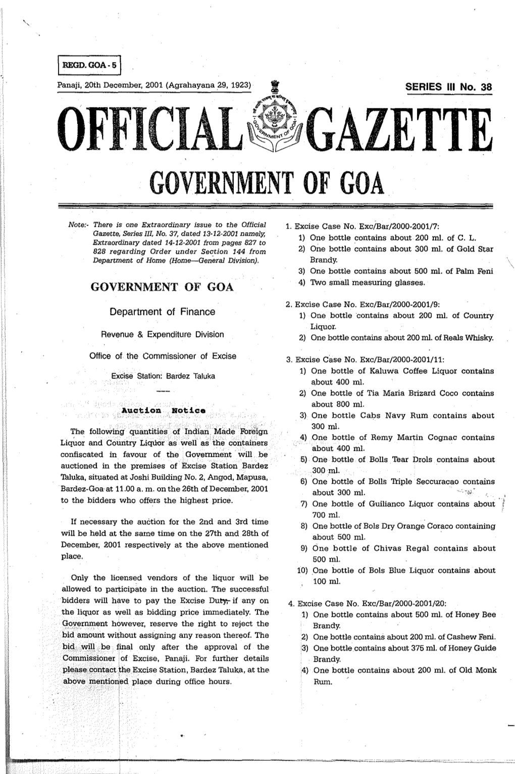 Official Gazette Government of Goa